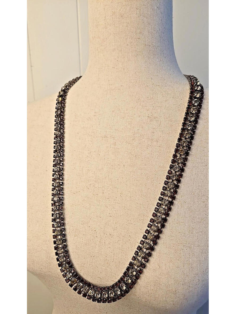 Vintage Twiggy For Neiman Marcus Marked Large Smoky Rhinestone Belt 30"